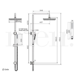 Meir Round Combination Shower Rail 200Mm Rose Single Function Hand Shower - Brushed Nickel
