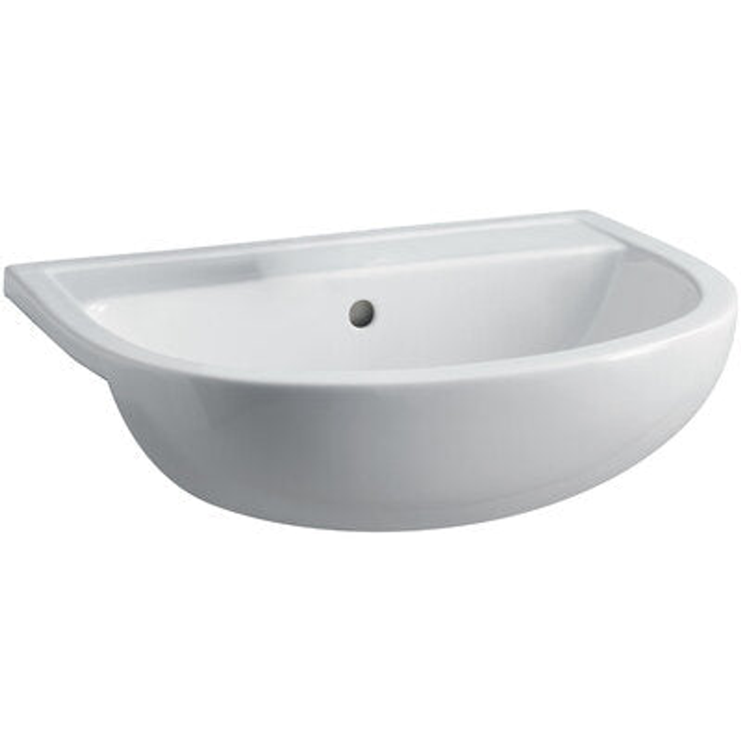 Fienza Rak Compact 550 Semi Recessed Basin 550X415mm 1 Tap Hole - White