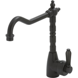 Fienza Eleanor Shepherds Crook Kitchen Sink Mixer - Matte Black With  Black Ceramic Handle