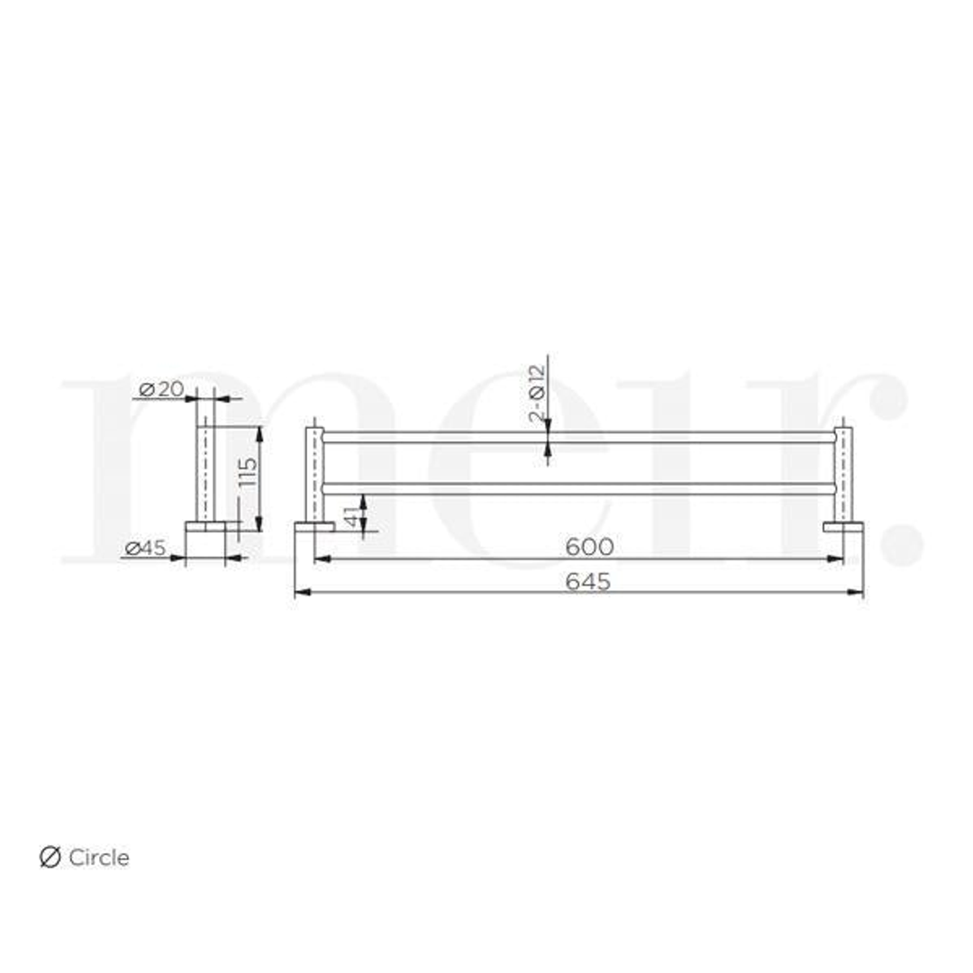 Meir Round Double Towel Rail 600Mm - Tiger Bronze