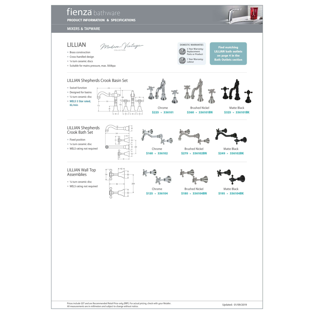 Lillian Shepherds Crook Fienza Bath Set Matte Black 336102Bk