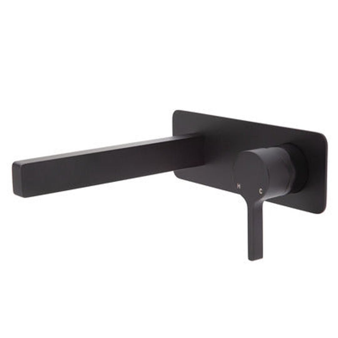 Fienza Sansa Basin Wall Mixer Set Matte Black Soft Square Plate - Matte Black
