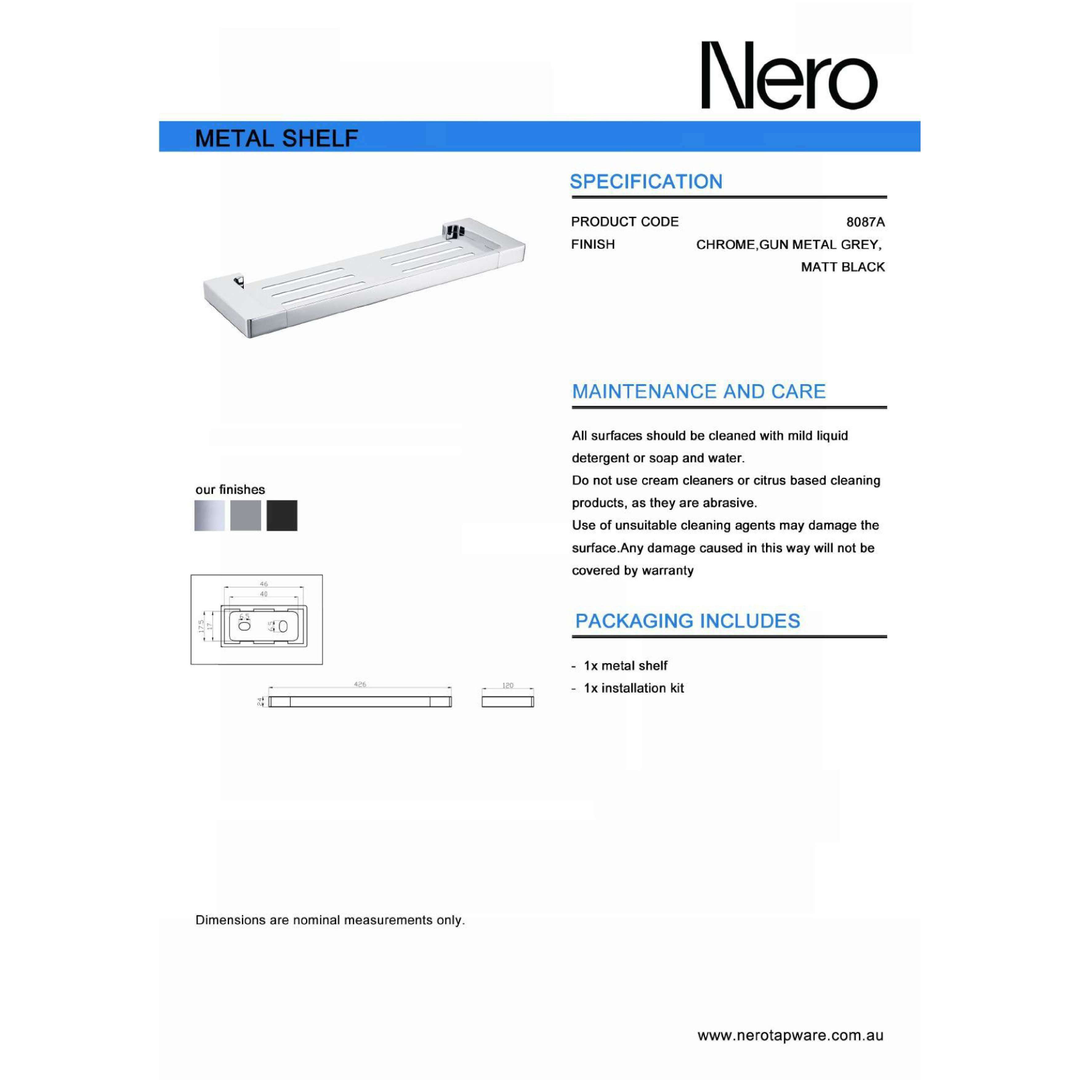 Pearl/Vitra Nero Metal Shelf Shower - Matt Black