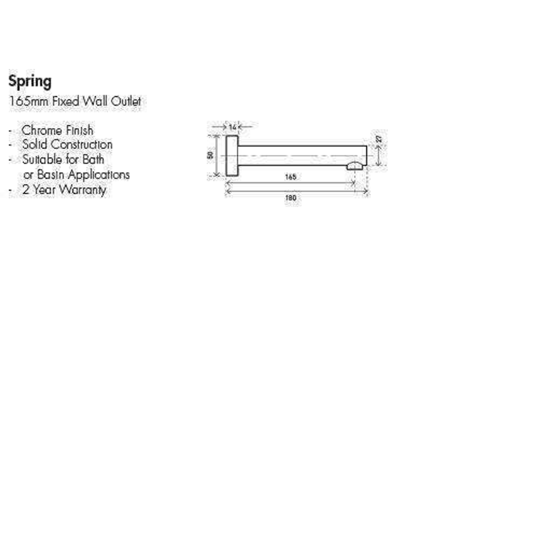 Aspire Spring Bath Outlet 165mm - Chrome