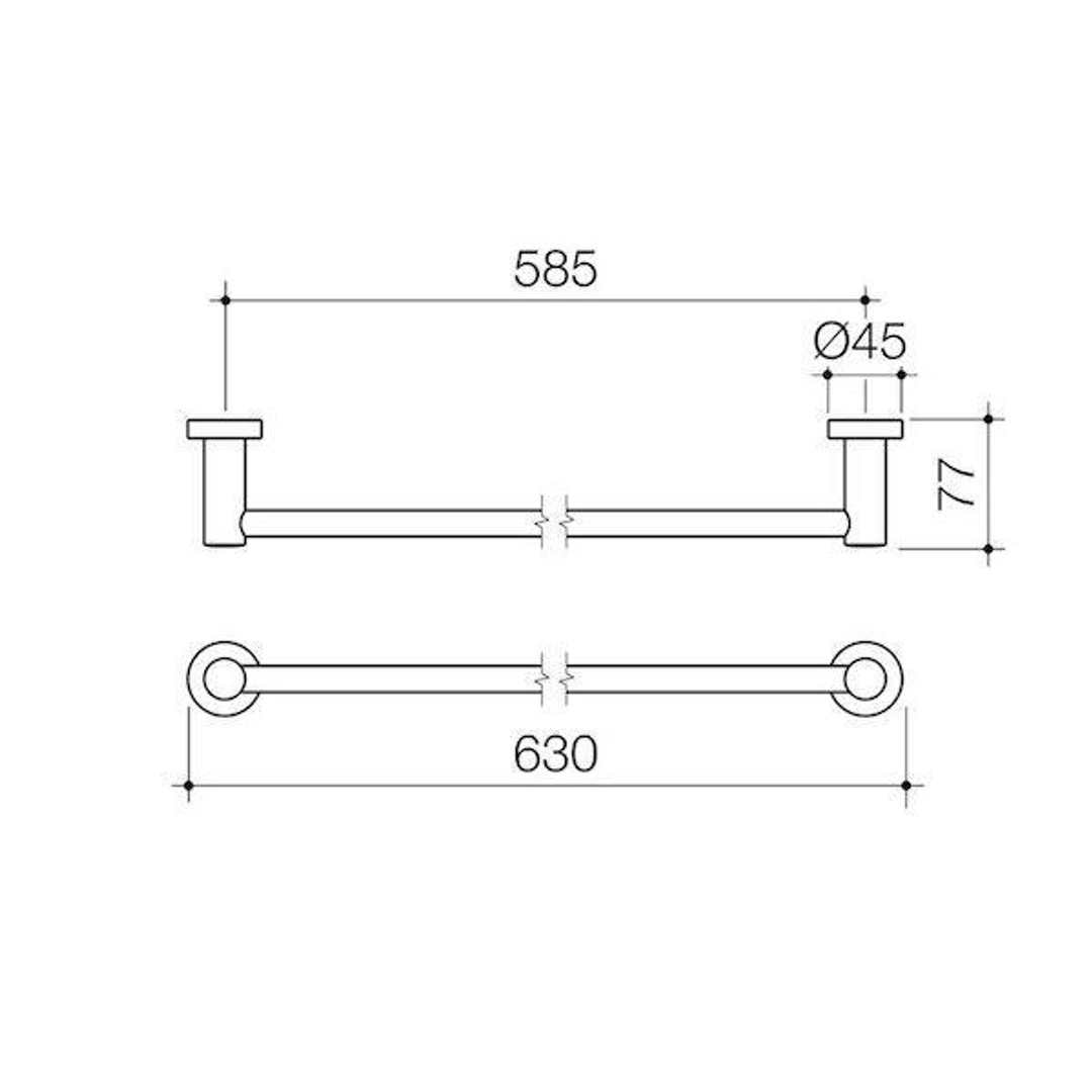 Cosmo Metal Single Caroma Towel Rail 600mm Chrome