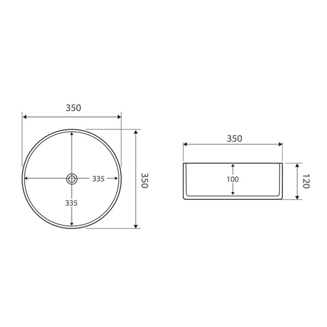 Fienza Reba Above Counter Basin 360 X 360 X 120mm - Matte White