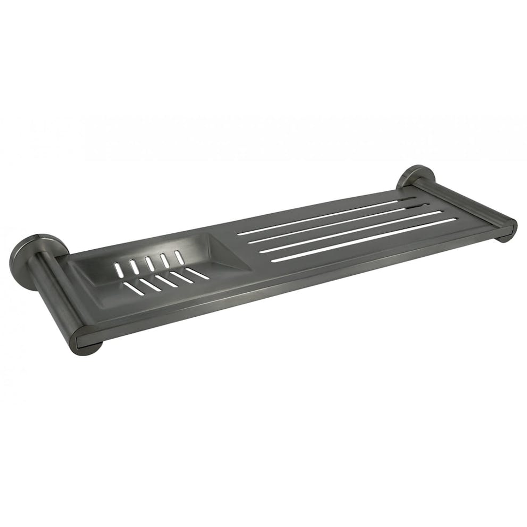 Streamline Axus Stainless Steel  Shelf With Soap Dish 37cm - Brushed Gun Metal