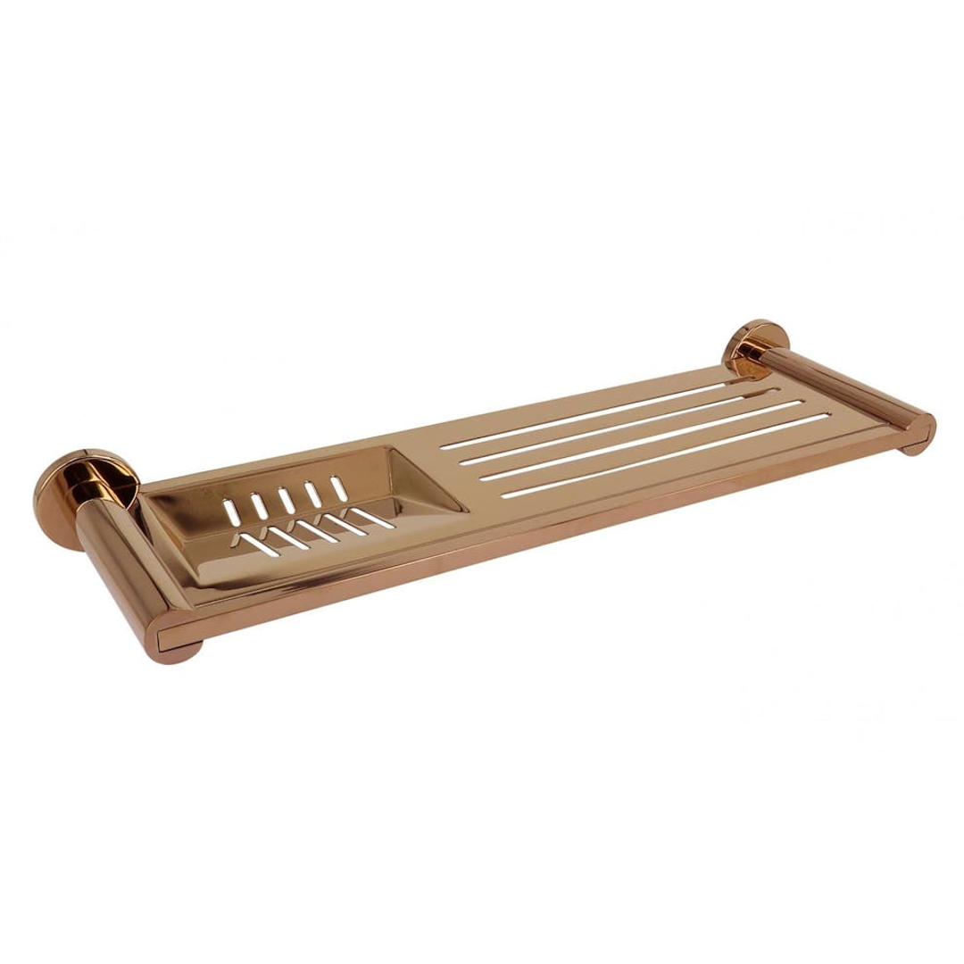 Streamline Axus Stainless Steel  Shelf With Soap Dish 37cm - Rose Gold PVD