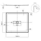 Oceano Stonelite Elite Base Centre Outlet S/Steel Grate - 1200 X 900