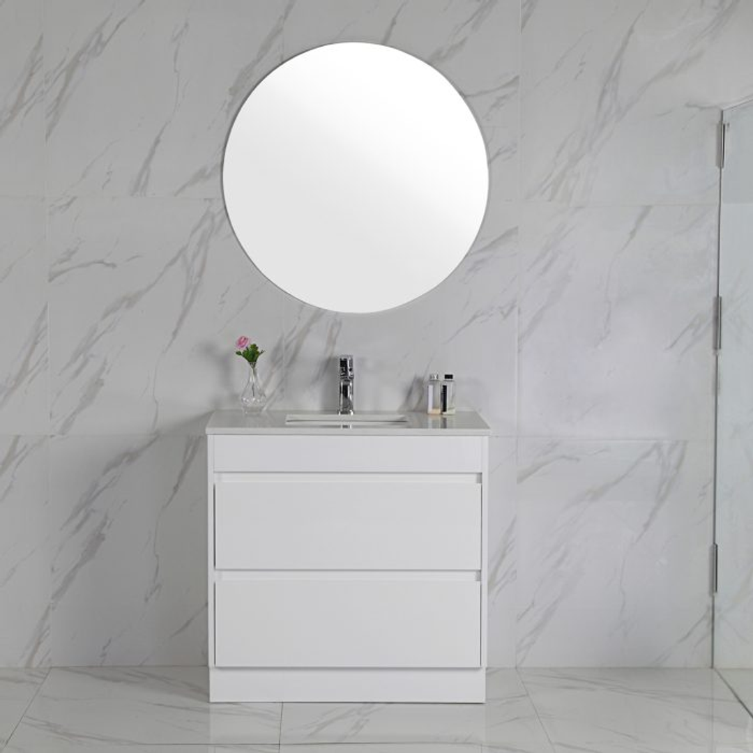 Leona Freestanding Vanity Palis White Flat Quartz Stone Top - 600mm