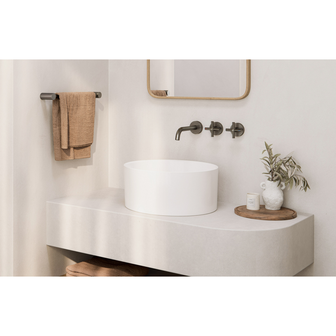 Vivid Slimline Hand Towel Rail 350mm - Brushed Carbon