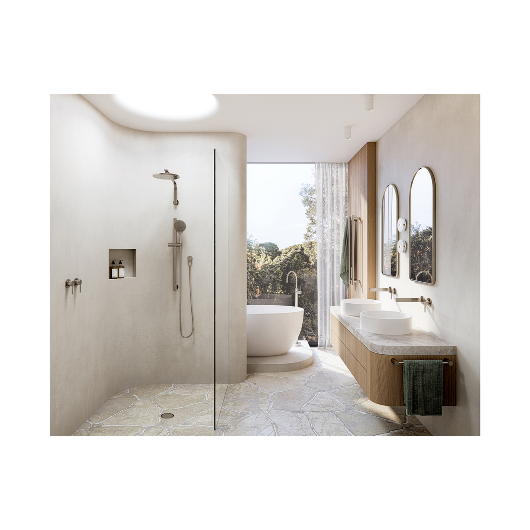 Vivid Slimline Hand Phoenix Towel Rail 350mm - Brushed Nickel