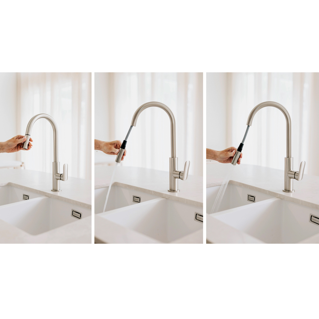 Nauge Nauge Pull Out Phoenix Sink Mixer 200mm - Brushed Nickel