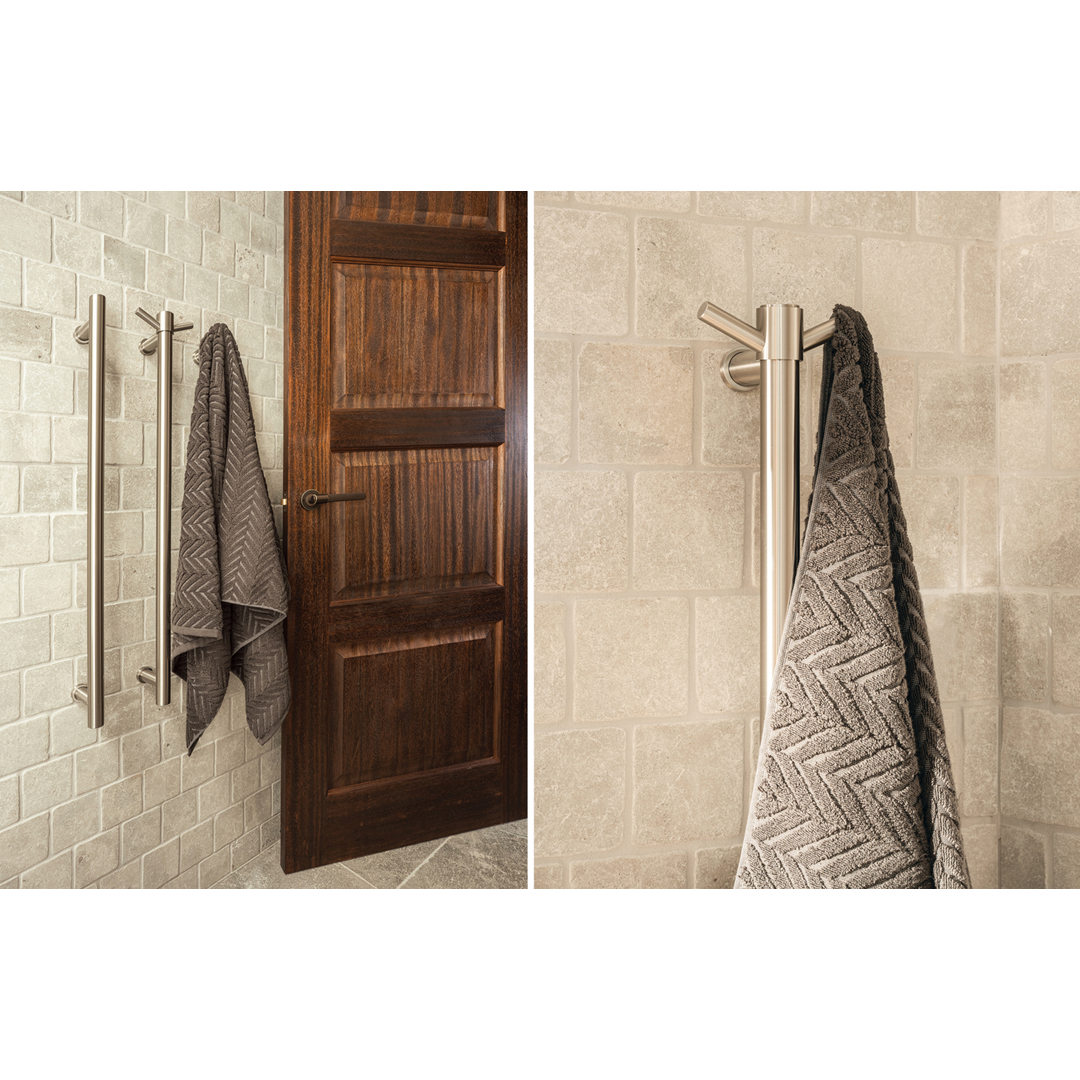 Heated Phoenix Towel Rail Round 800Mm - Brushed Nickel