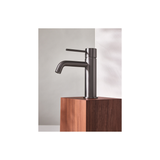 Vivid Slimline Basin Phoenix Mixer Curved Outlet - Brushed Carbon