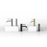 Vivid Slimline Basin Phoenix Mixer Curved Outlet - Brushed Gold