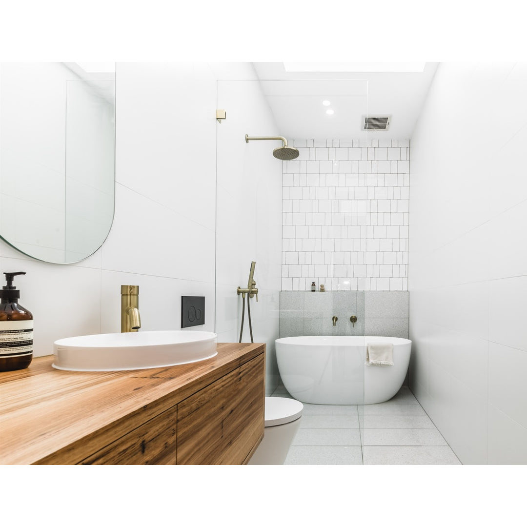 Meir Round Wall Shower Curved Arm 400Mm - Tiger Bronze