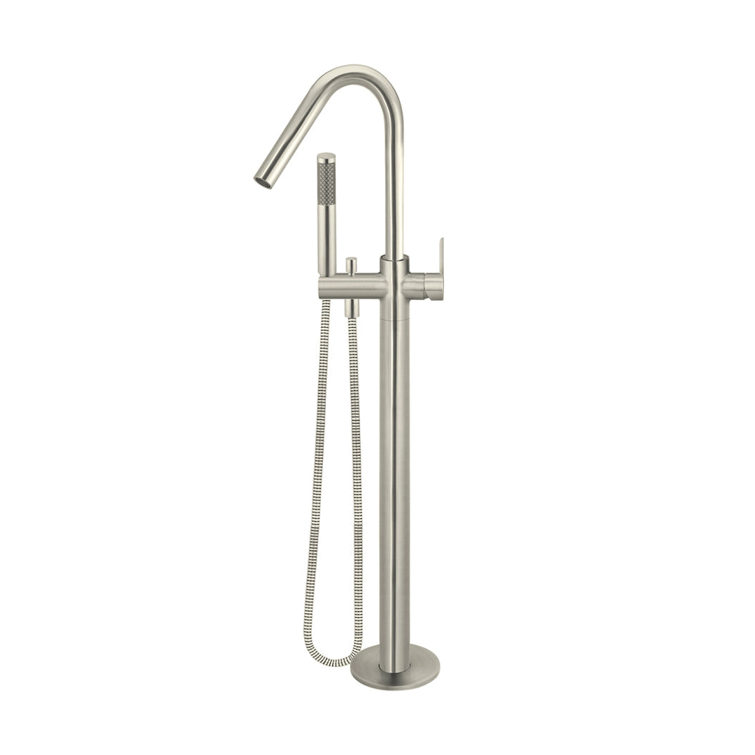Meir Round Paddle Freestanding Bath Spout And Hand Shower - Brushed Nickel