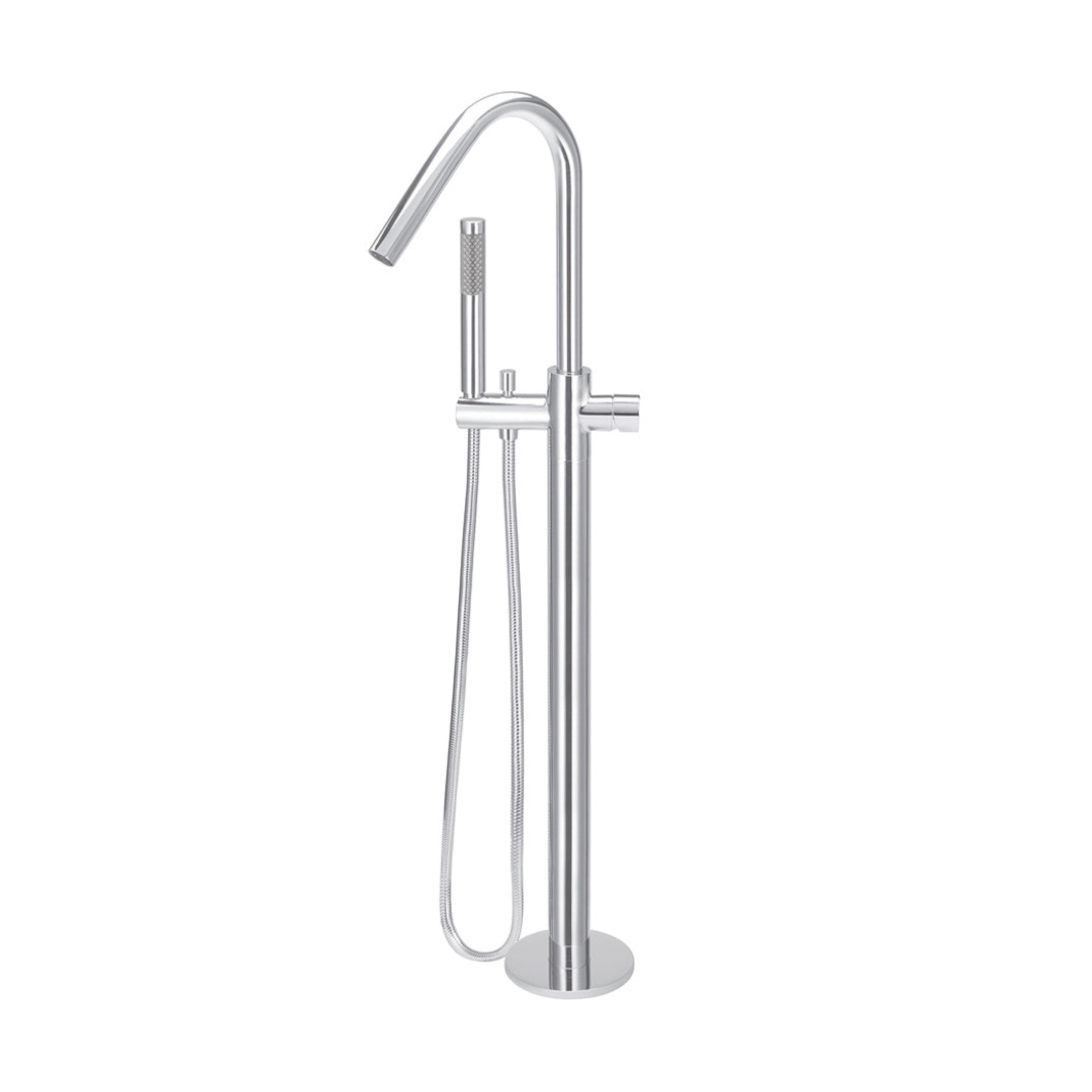 Meir Round Pinless Freestanding Bath Spout And Hand Shower - Polished Chrome