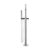 Meir Round Pinless Freestanding Bath Spout And Hand Shower - Polished Chrome