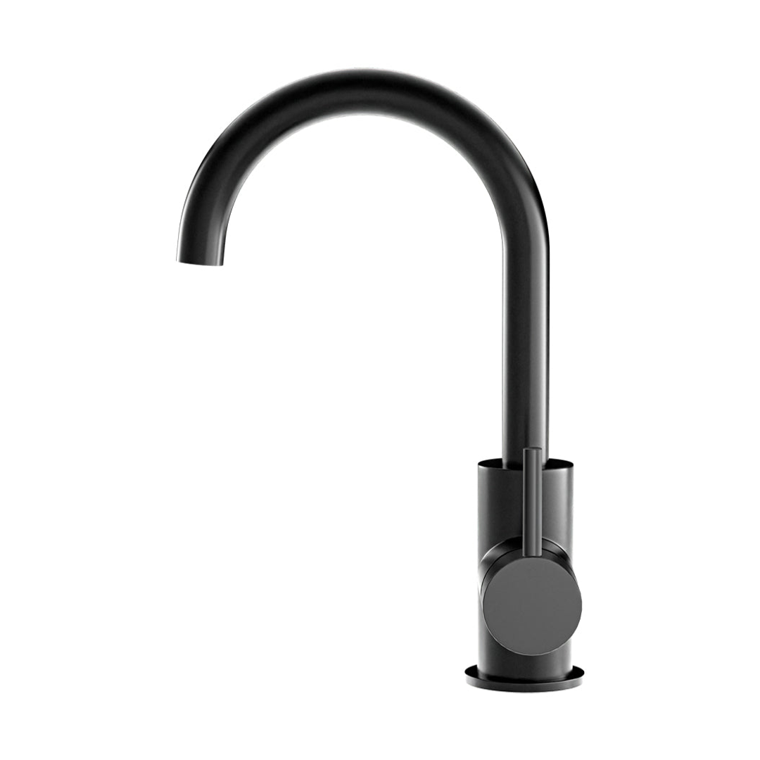 Meir Round Gooseneck Basin Mixer With Cold Start - Matte Black
