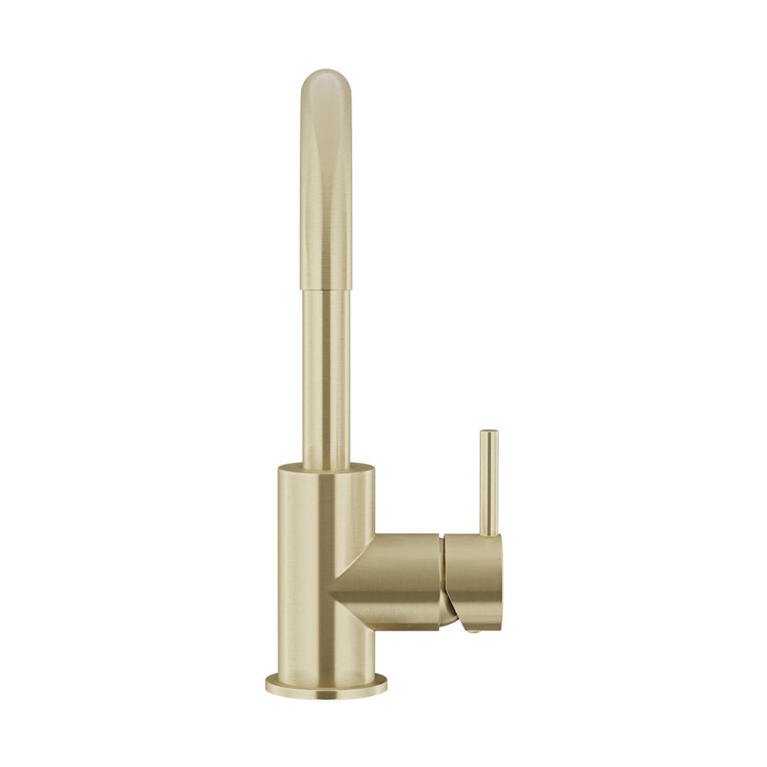 Meir Round Gooseneck Basin Mixer With Cold Start - Tiger Bronze