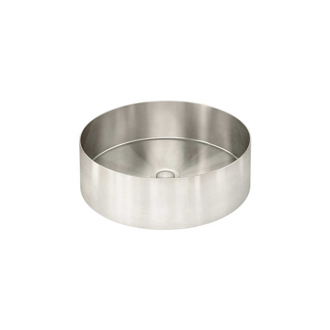 Meir Steel Round Bathroom Basin 380 X 110 - Brushed Nickel