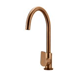 Meir Round Paddle Gooseneck Kitchen Mixer Tap - Lustre Bronze