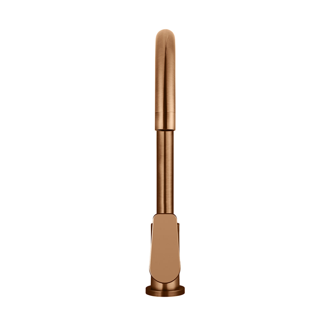 Meir Round Paddle Gooseneck Kitchen Mixer Tap - Lustre Bronze