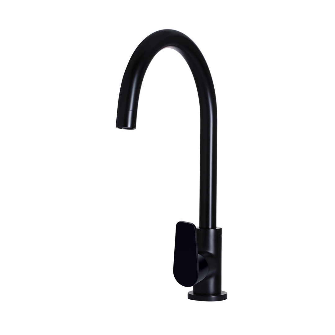 Meir Round Paddle Gooseneck Kitchen Mixer Tap - Matte Black