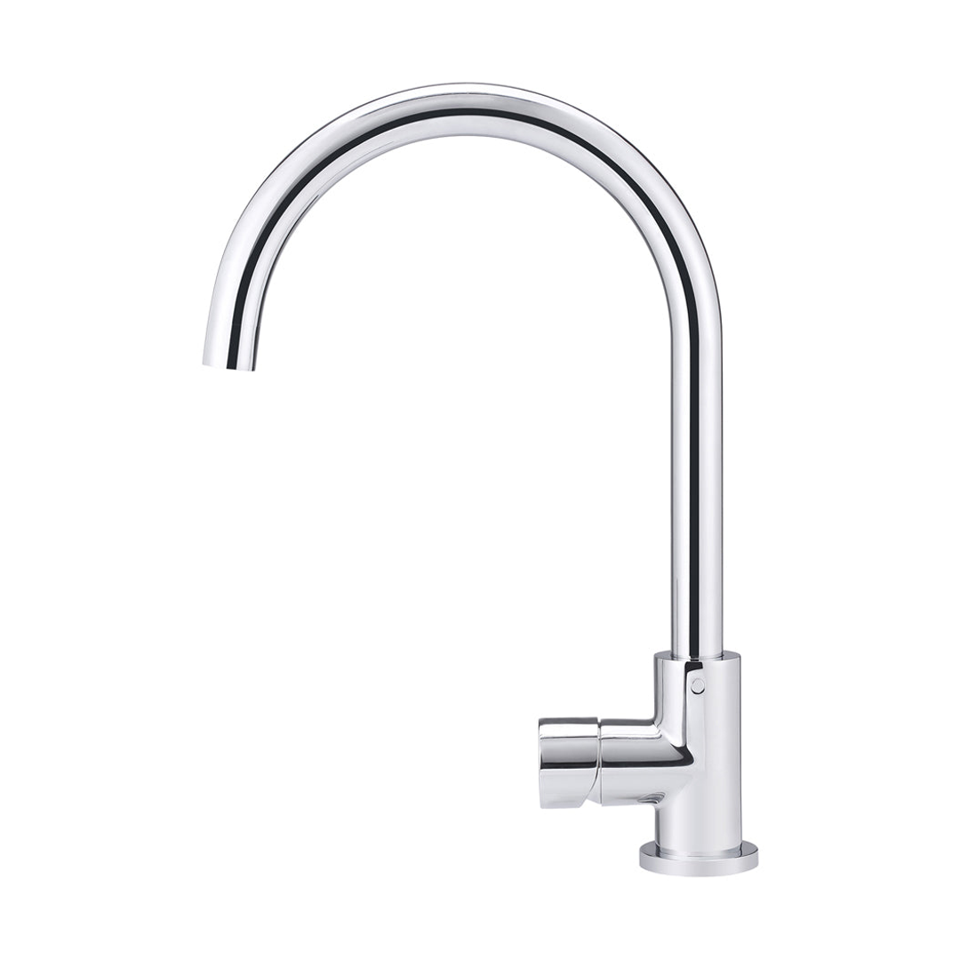 Meir Round Pinless Gooseneck Kitchen Mixer Tap - Polished Chrome