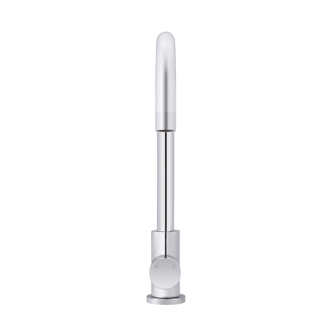 Meir Round Pinless Gooseneck Kitchen Mixer Tap - Polished Chrome