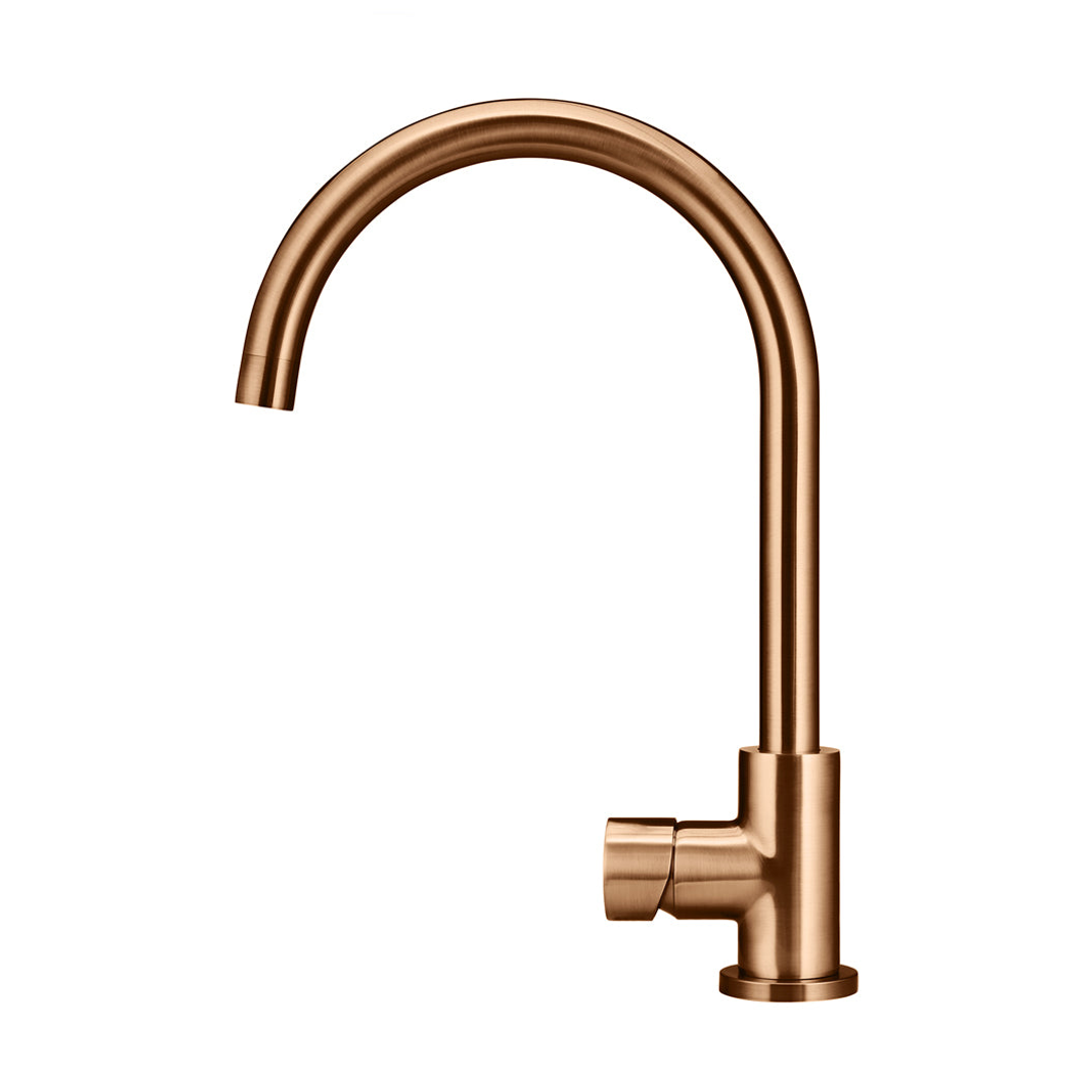 Meir Round Pinless Gooseneck Kitchen Mixer Tap - Lustre Bronze