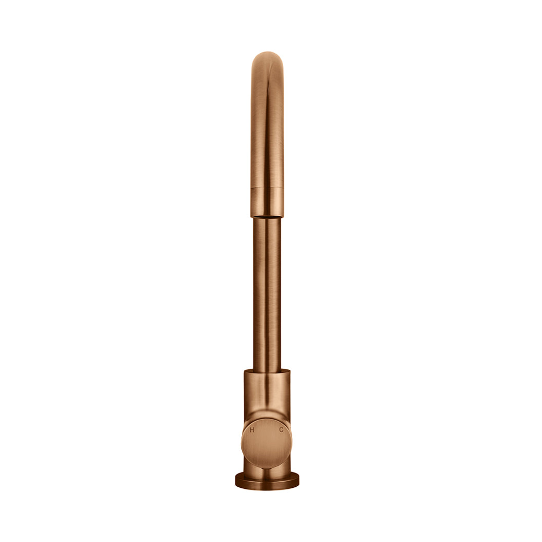 Meir Round Pinless Gooseneck Kitchen Mixer Tap - Lustre Bronze