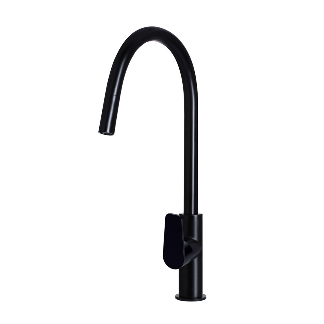 Meir Round Paddle Piccola Pull Out Kitchen Mixer Tap - Matte Black