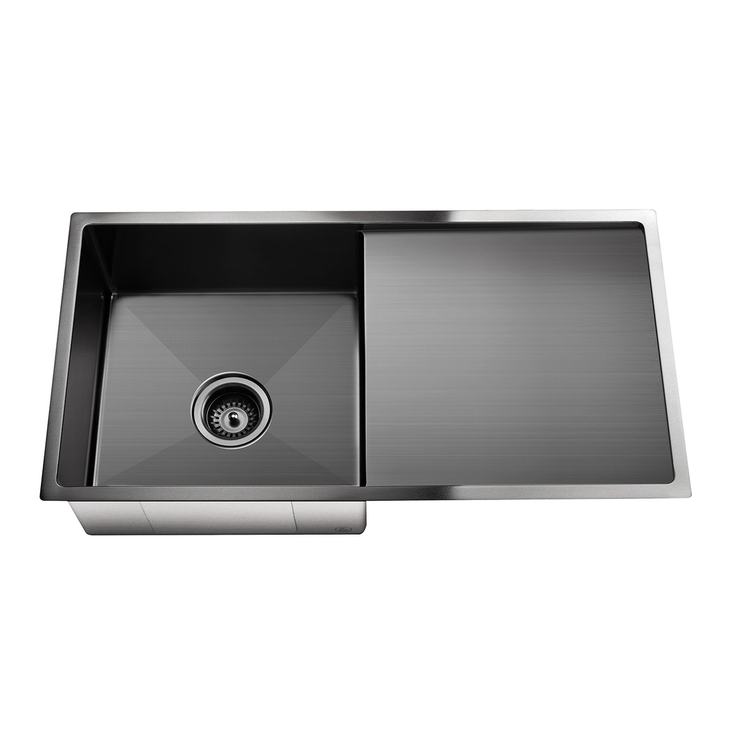 Meir Kitchen Sink Single Bowl & Drainboard 840 X 440 Gun Metal