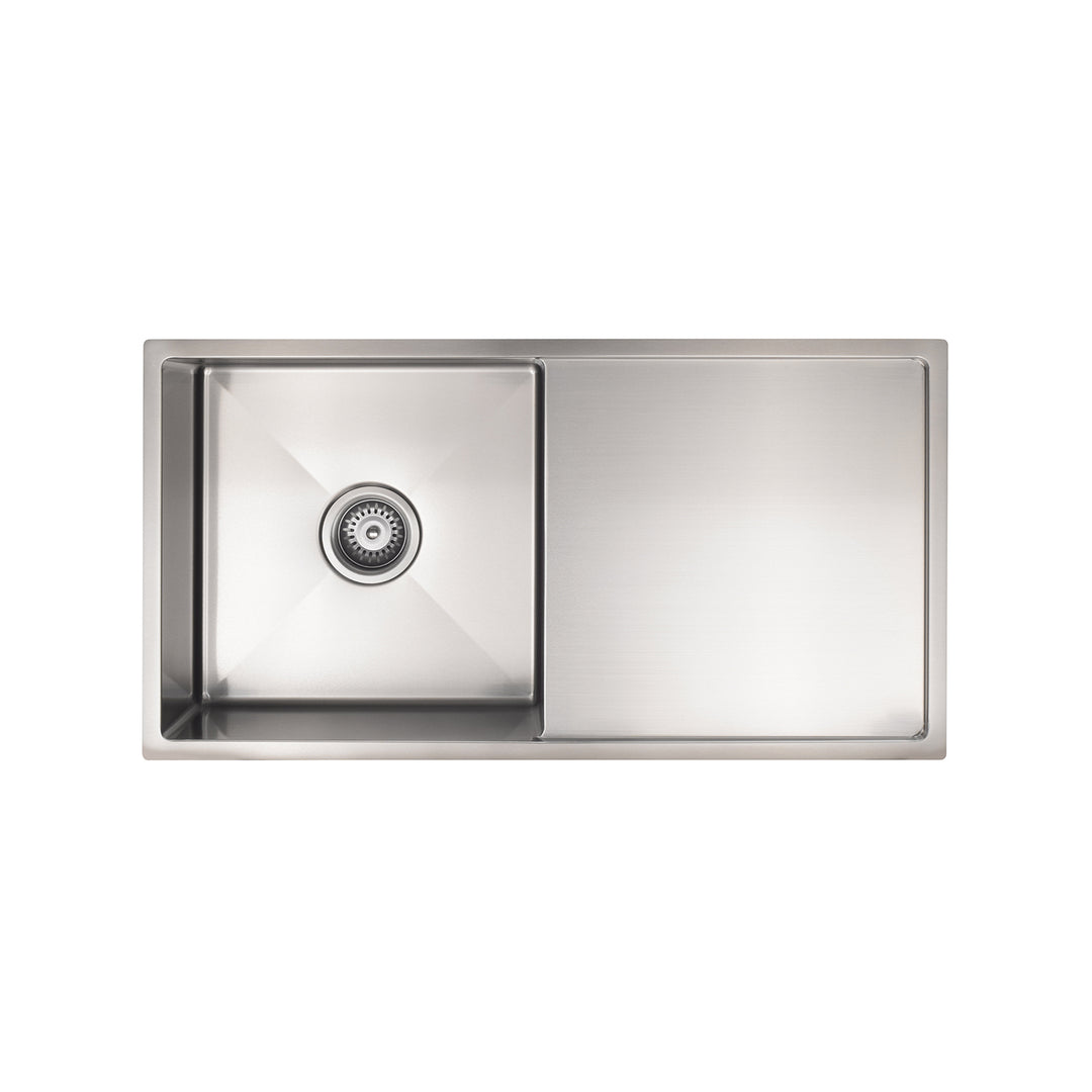 Meir Kitchen Sink Single Bowl & Drainboard 840 X 440 - Brushed Nickel