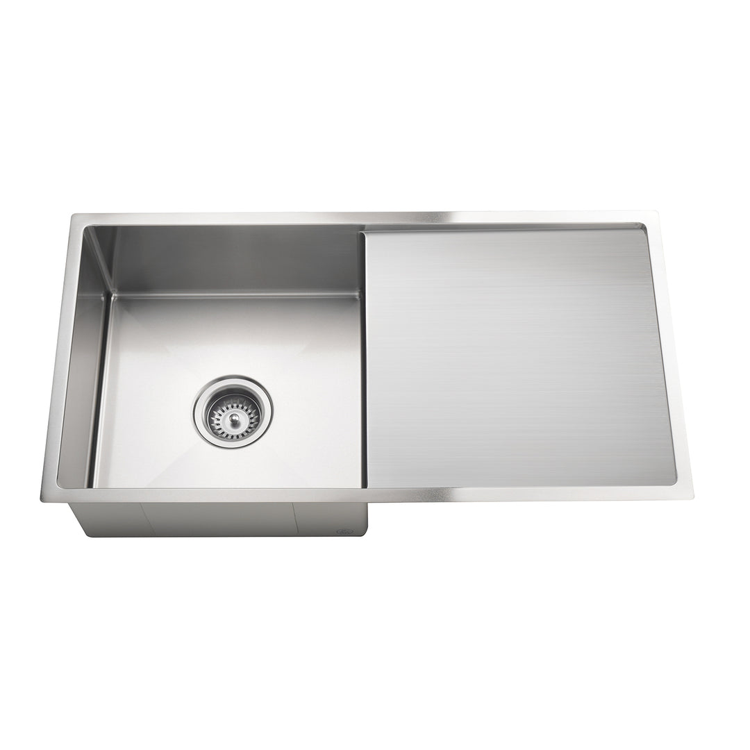 Meir Kitchen Sink Single Bowl & Drainboard 840 X 440 - Brushed Nickel
