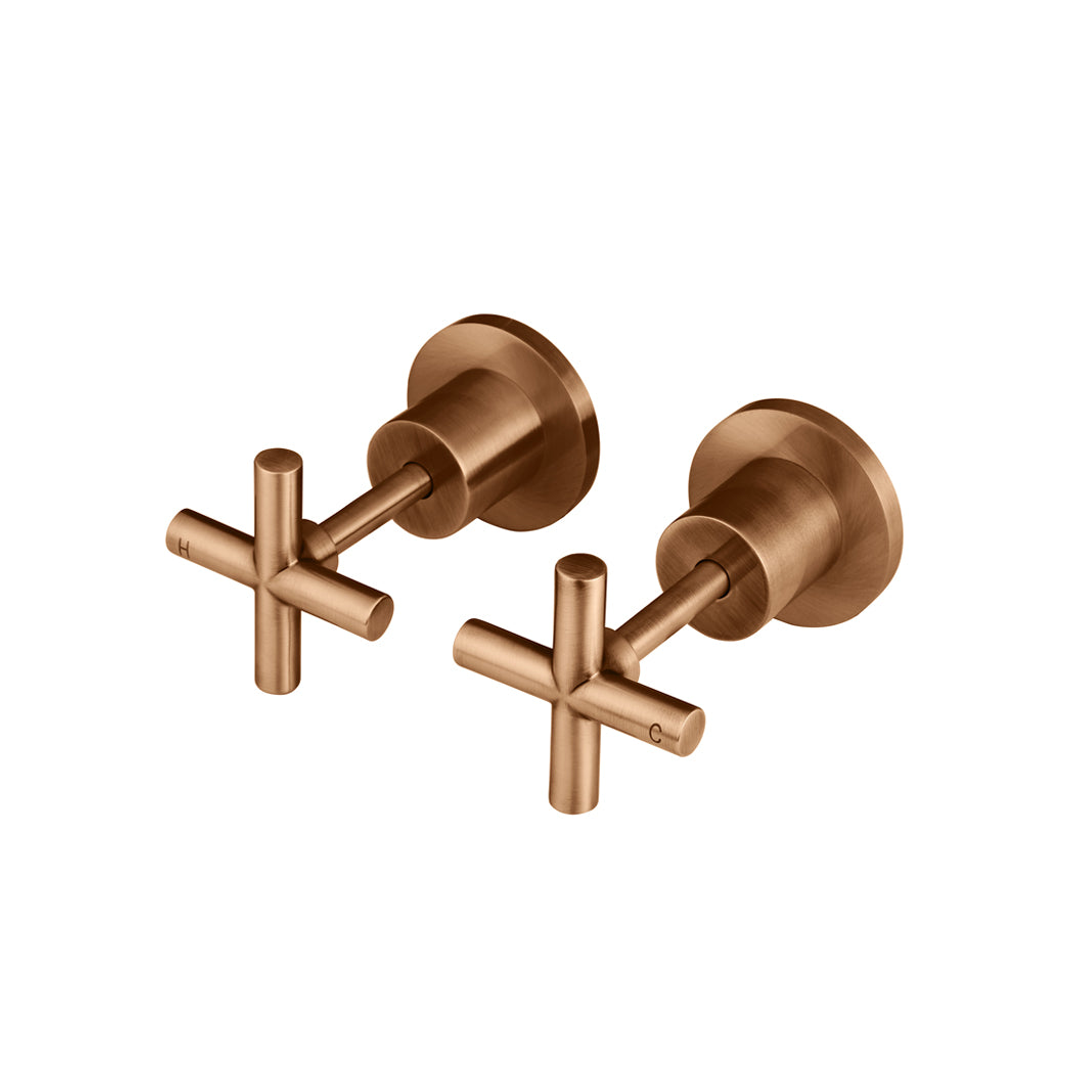 Meir Cross Handle Jumper Valve Wall Top Assemblies - Lustre Bronze