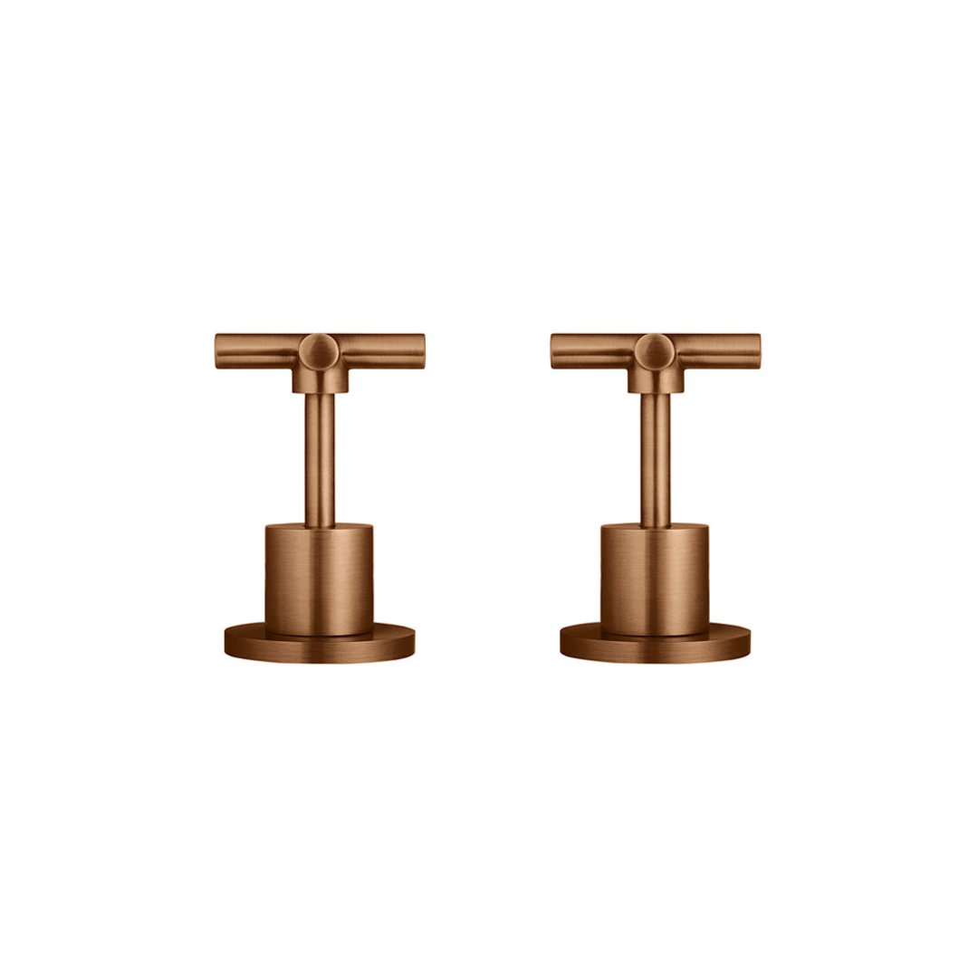 Meir Cross Handle Jumper Valve Wall Top Assemblies - Lustre Bronze