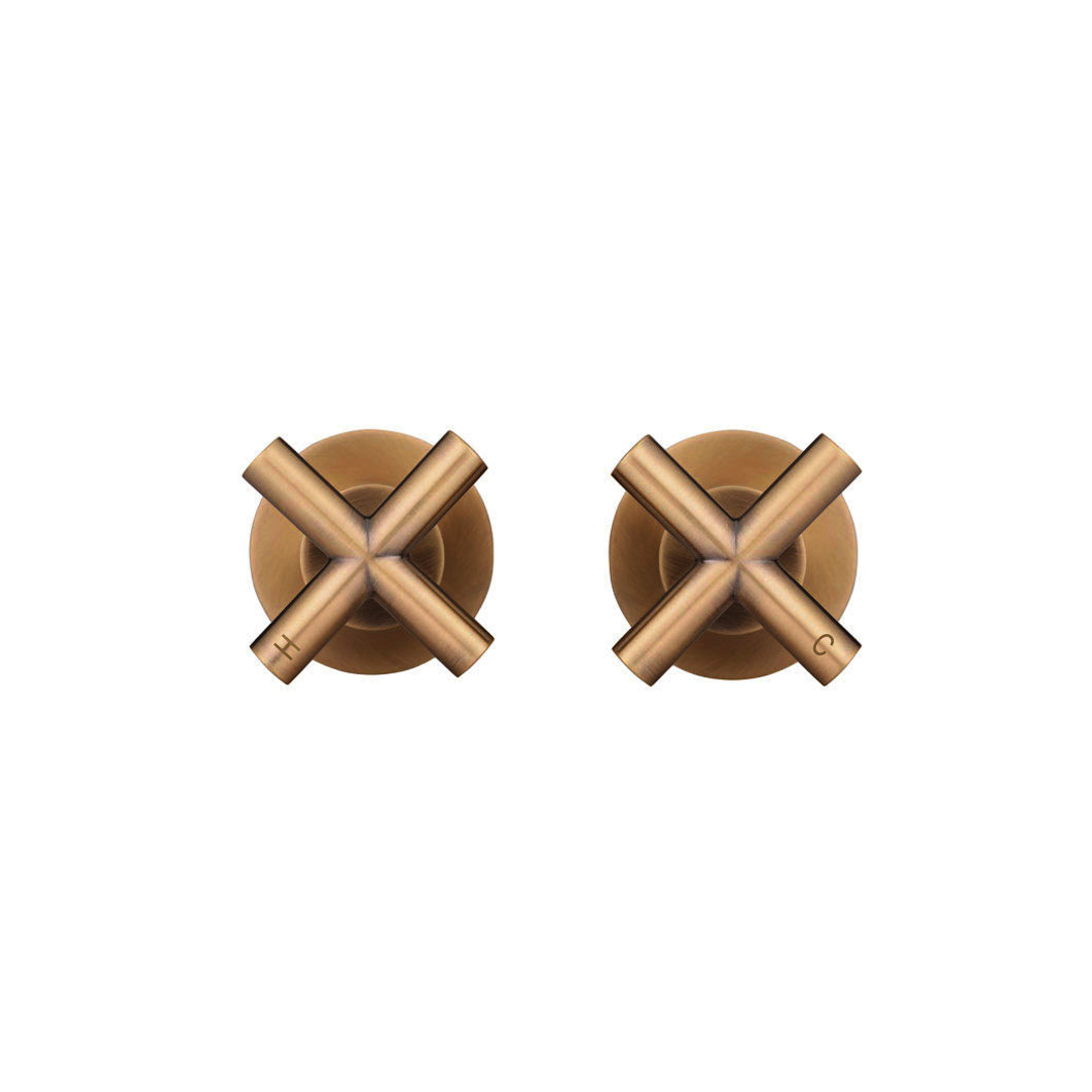 Meir Cross Handle Jumper Valve Wall Top Assemblies - Lustre Bronze