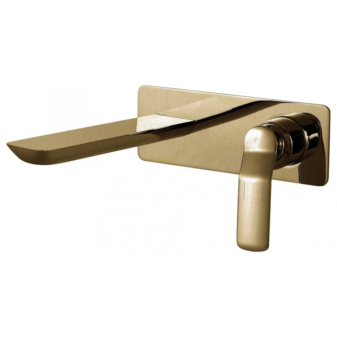 Streamline Synergii Wall Mounted Basin Mixer - Brushed Brass Pvd