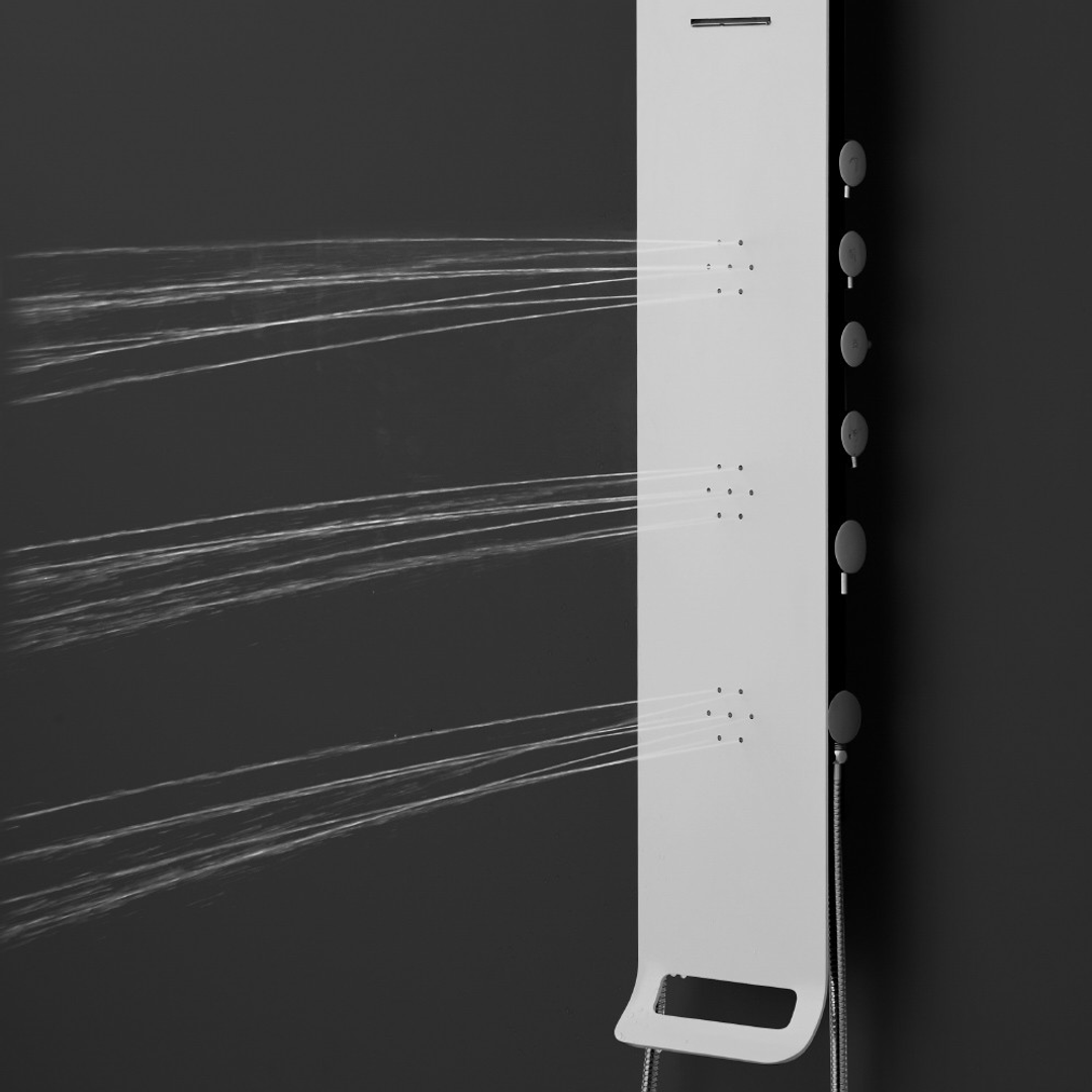 Streamline Synergii Shower Panel Right Side Operation Retrofittable Multi-Function Shower Tower - Matte White