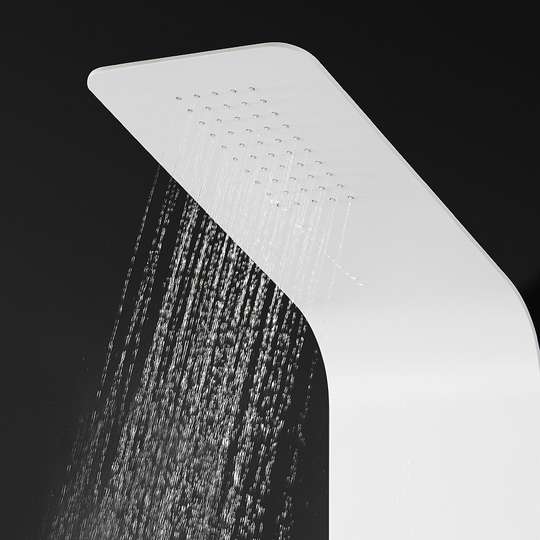 Streamline Synergii Shower Panel Right Side Operation Retrofittable Multi-Function Shower Tower - Matte White