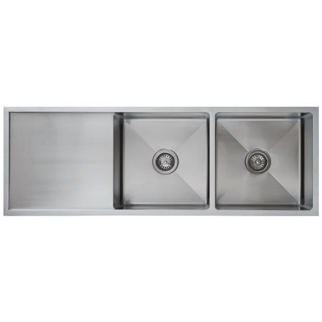 Interchange Uptown 250 Double Bowl Sink & Drainer Radius Corner - 1300 X 450 X 250