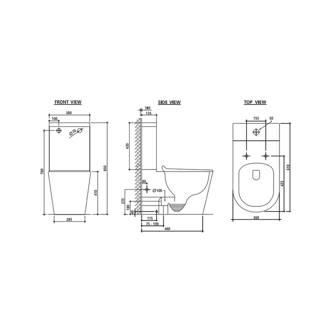 Zumi Sandra Rimless Space Saver Wall Faced Toilet Suite