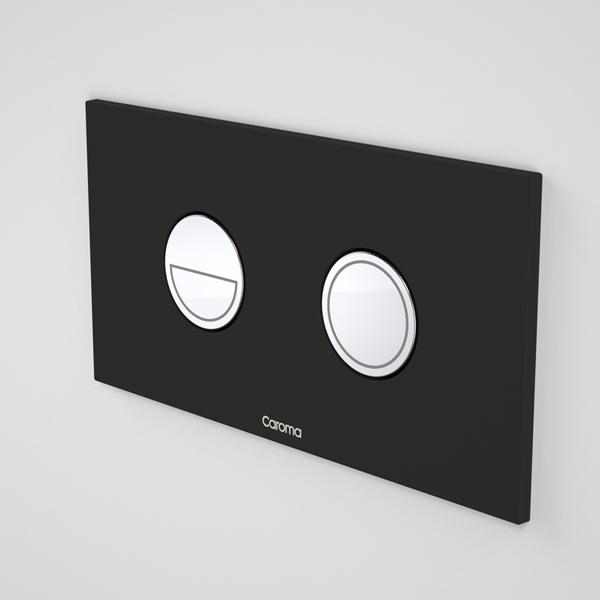 Caroma Invisi Series II Round Dual Flush Metal Plate & Buttons Neutral - Black